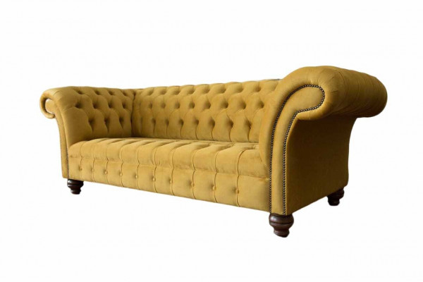 Chesterfield Yellow Sofa Upholstery 3-Seater Couches Seating Sofas Three-Seater