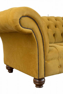 Chesterfield Yellow Sofa Upholstery 3-Seater Couches Seating Sofas Three-Seater