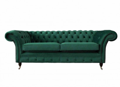 Sofa 3-seater Green Sofas Style Luxury Living Room Design Chesterfield New