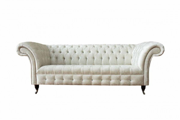 Three-seater white fabric living room design couches sofa Chesterfield couch