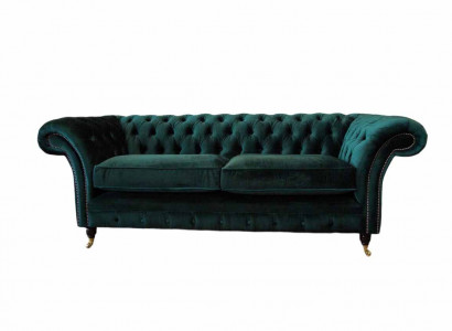 Chesterfield Upholstered 3-Seater Fabric Sofa Three-Seater Couch Velvet