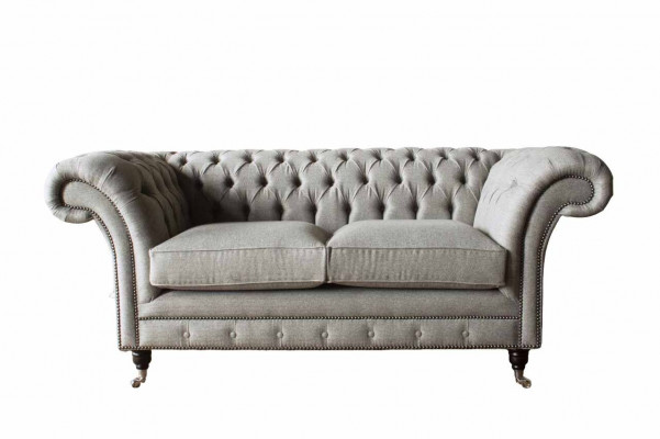 Chesterfield Gray Sofa 2 Seat Couch Wood Furniture Three-seater Couches New