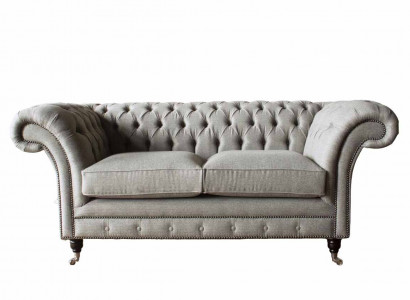 Chesterfield Gray Sofa 2 Seat Couch Wood Furniture Three-seater Couches New