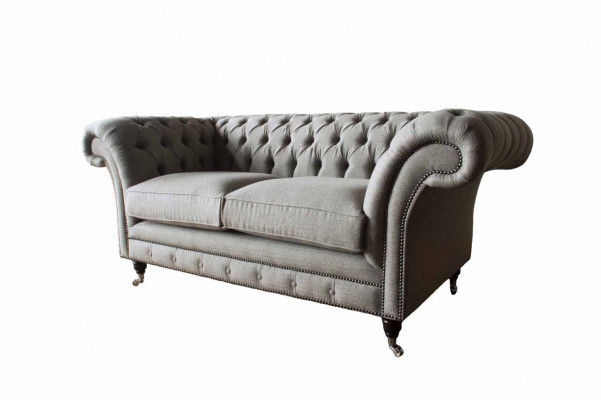 Chesterfield Gray Sofa 2 Seat Couch Wood Furniture Three-seater Couches New