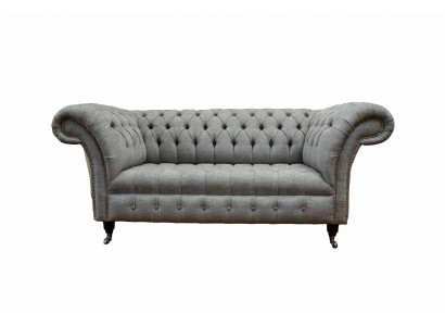 Chesterfield two-seater couch upholstered sofa textile couches fabric luxury