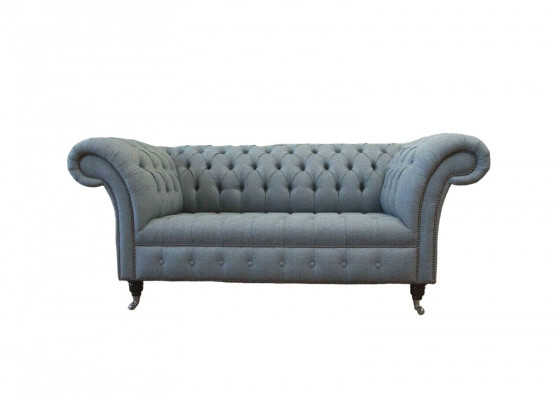 Chesterfield office seating furniture setting sofa couch 2-seater textile gray