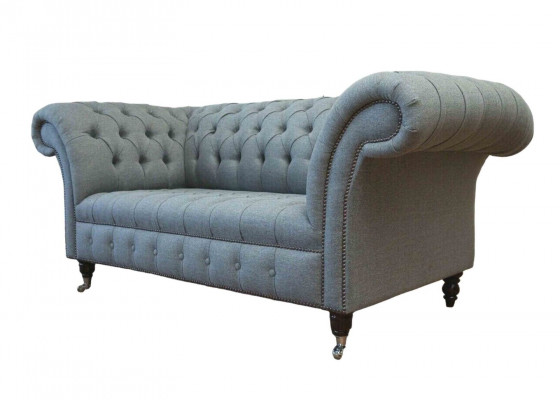 Chesterfield office seating furniture setting sofa couch 2-seater textile gray