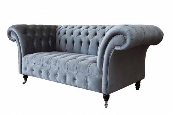 Chesterfield Sofa 3-Seater Luxury Couch Living Room Sofa Gray Fabric Sofa