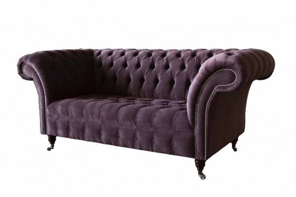 Chesterfield Sofa Couch Design Lilac Upholstery Fabric Two-Seater New
