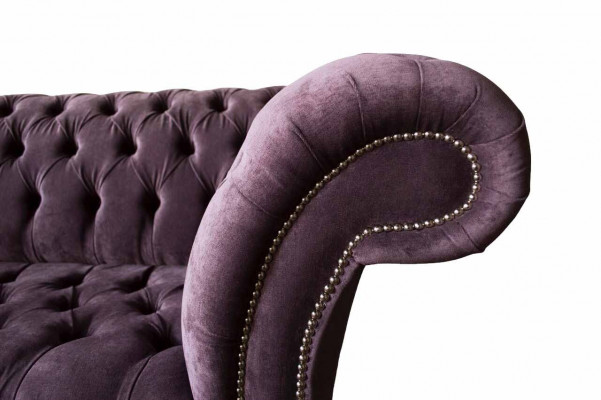 Chesterfield Sofa Couch Design Lilac Upholstery Fabric Two-Seater New