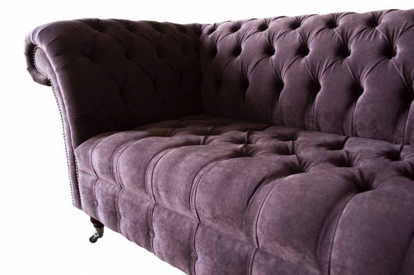 Chesterfield Sofa Couch Design Lilac Upholstery Fabric Two-Seater New