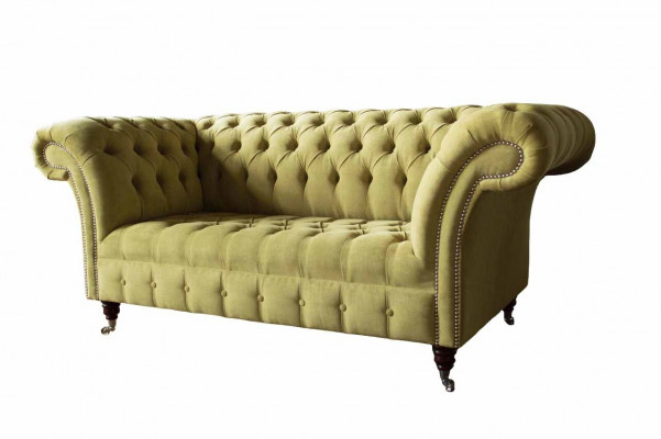 Two-seater sofa luxury 2-seater living room light green Chesterfield fabric new