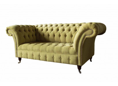 Two-seater sofa luxury 2-seater living room light green Chesterfield fabric new