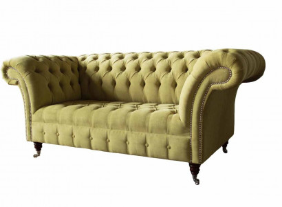 Two-seater sofa luxury 2-seater living room light green Chesterfield fabric new