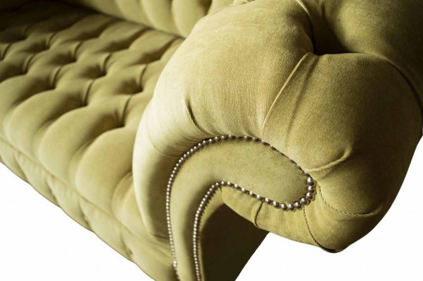 Two-seater sofa luxury 2-seater living room light green Chesterfield fabric new