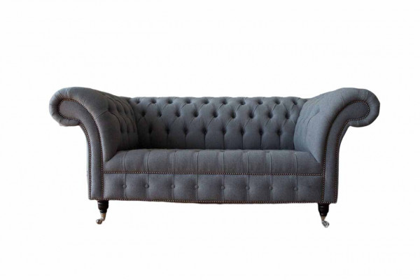 English Chesterfield office furniture setup sofa couch 2-seat fabric.
