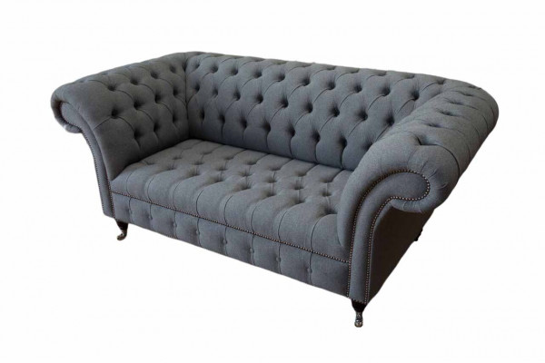 English Chesterfield office furniture setup sofa couch 2-seat fabric.