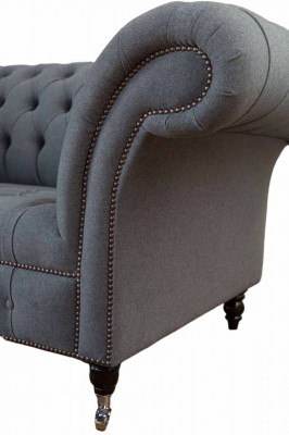 English Chesterfield office furniture setup sofa couch 2-seat fabric.