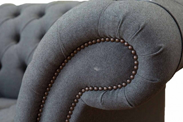 English Chesterfield office furniture setup sofa couch 2-seat fabric.