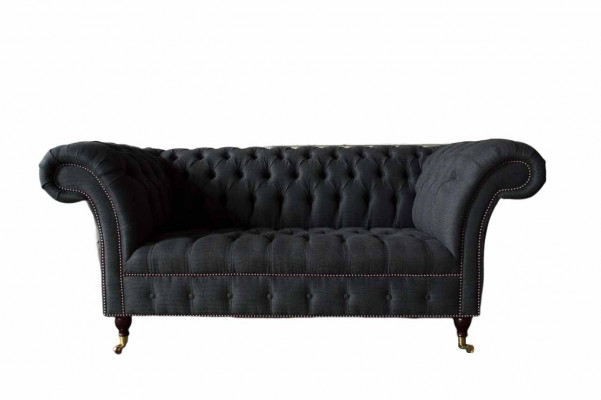 Design Chesterfield fabric couch sofa 2-seater upholstery textile fabric new