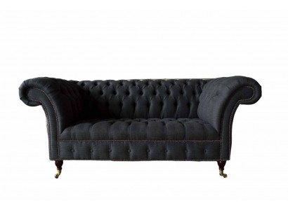 Design Chesterfield fabric couch sofa 2-seater upholstery textile fabric new
