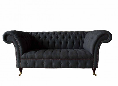 Design Chesterfield fabric couch sofa 2-seater upholstery textile fabric new