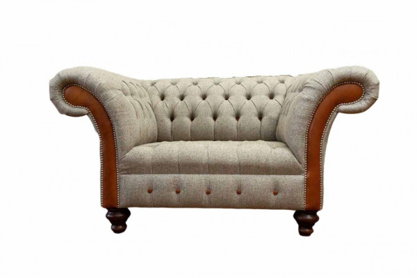 Chesterfield Sofa Upholstery 1.5 Seater Sofas Classic Single Seater Gray New