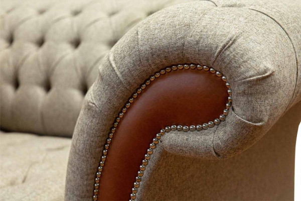 Chesterfield Sofa Upholstery 1.5 Seater Sofas Classic Single Seater Gray New
