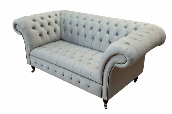 Chesterfield Couch Upholstered Furniture Two-seater Gray Couches Sofas Leather
