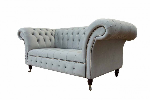 Chesterfield Couch Upholstered Furniture Two-seater Gray Couches Sofas Leather