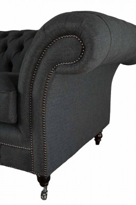 Chesterfield Sofa 2-Seater Couch Upholstery Fabric Couches Gray Textile New