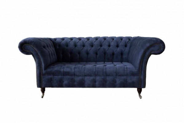 Chesterfield Design Sofa Couch 2-seater Upholstered Blue Sofas Couches New