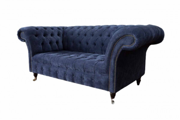 Chesterfield Design Sofa Couch 2-seater Upholstered Blue Sofas Couches New
