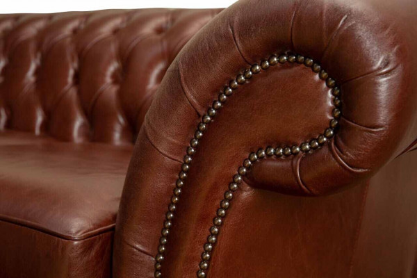 Chesterfield Couch Upholstery Leather Sofas Couches Brown Two-seater New