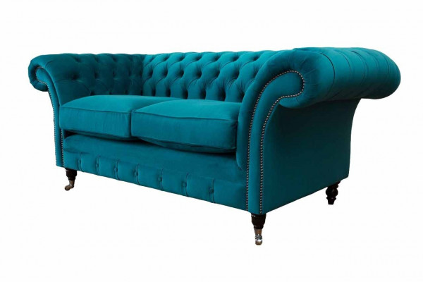 Chesterfield 2-seater couch upholstered seat textile fabric couches sofa new