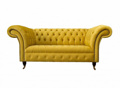 Chesterfield Couch Sofa Upholstery 2 Seater Living Room Couch Seat Yellow