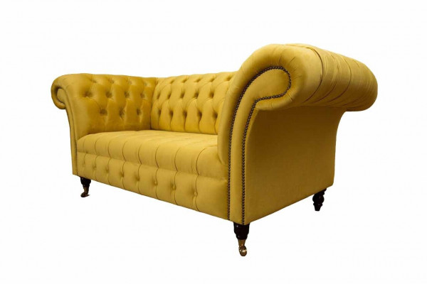 Chesterfield Couch Sofa Upholstery 2 Seater Living Room Couch Seat Yellow
