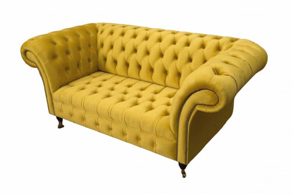 Chesterfield Couch Sofa Upholstery 2 Seater Living Room Couch Seat Yellow
