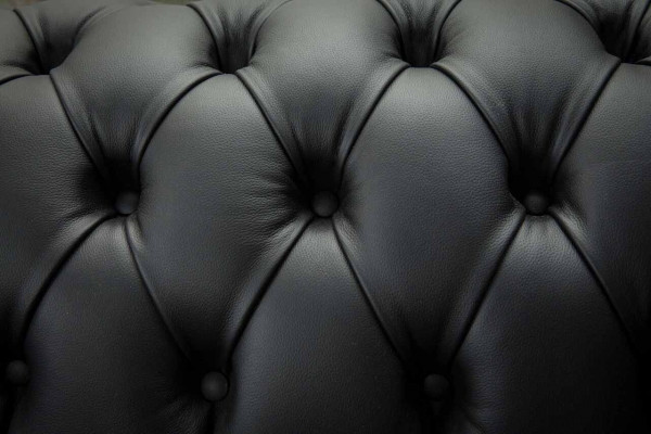 Luxury textile Chesterfield couch sofas upholstery 2-seater black leather
