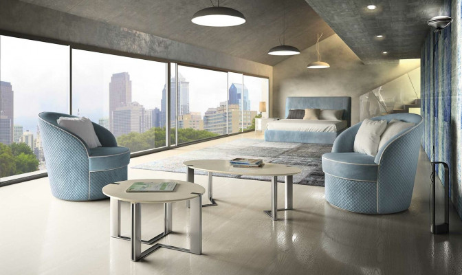 Design sofa armchair couch upholstery luxury textile couches 1-seater blue bedroom