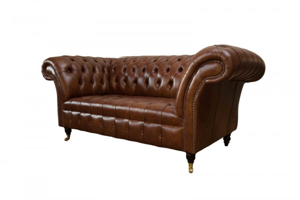 Luxury Sofa 2-Seater Sofas Brown Leather Design Furniture Style Upholstery New