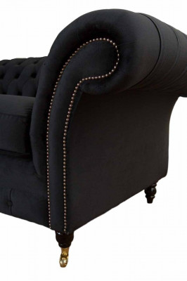 Chesterfield Black 2-Seater Couch Upholstery Couch Design Sofa Fabric