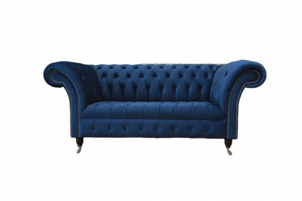 English Chesterfield office seating furniture sofa couch 2-seater royal blue