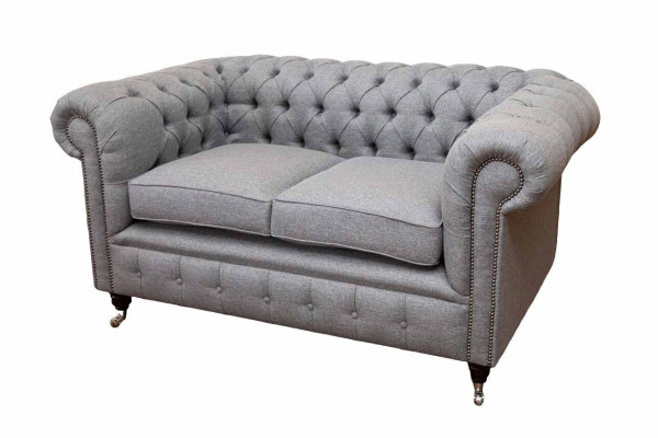 Chesterfield office seating furniture sofa couch 2 seats textile gray