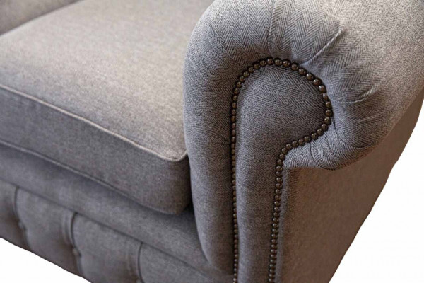 Chesterfield office seating furniture sofa couch 2 seats textile gray
