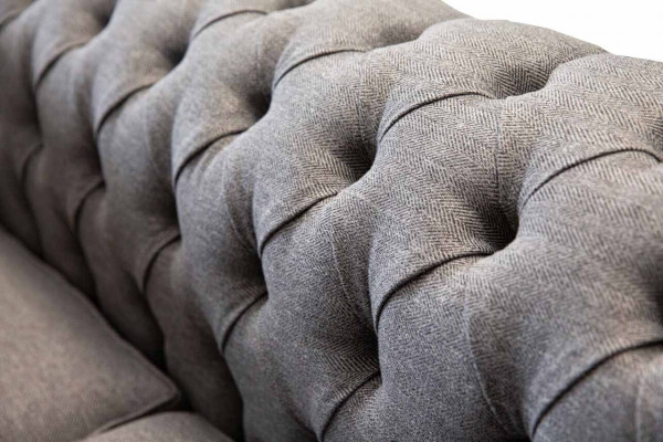 Chesterfield office seating furniture sofa couch 2 seats textile gray
