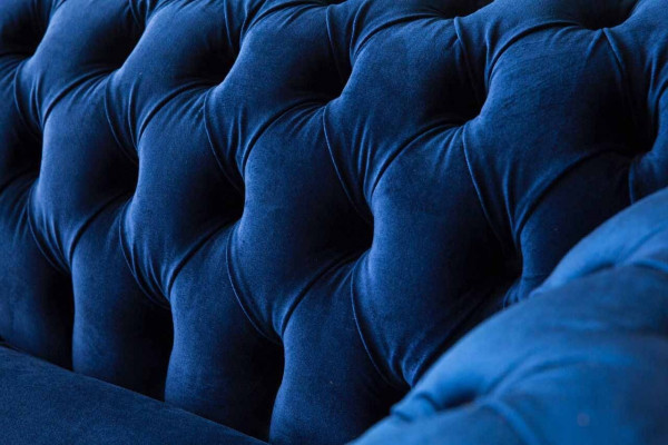 Chesterfield office seating furniture sofa couch 2-seat textile blue