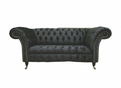 English Chesterfield office furniture set sofa couch 2 seat black