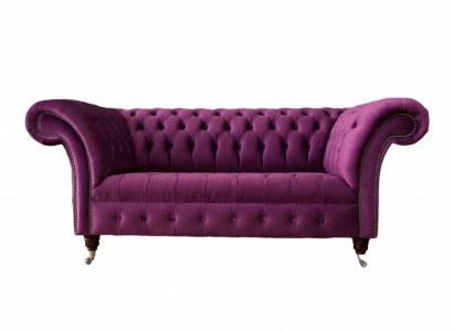 English Chesterfield office seating furniture sofa couch 2-seater violet