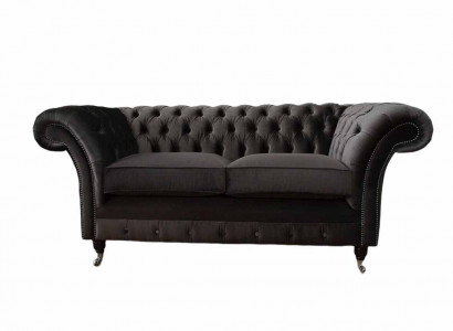 Chesterfield Textile Sofa 2-Seater Upholstery Design Luxury Couch Fabric Sofas
